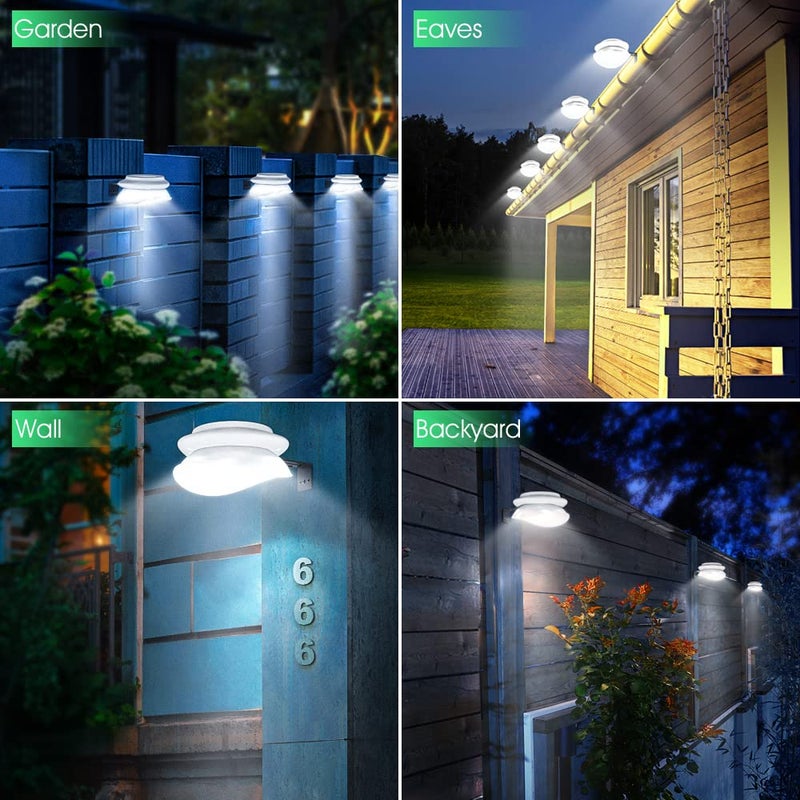 DBF Outdoor Solar Gutter Lights - Solar Fence Lights Outdoor Waterproof LED Deck Lighting Wall Mount Decorative Auto On/Off for Eaves Yard Garage Garden Deck Patio Railing (6 Pack, White) - Image 2
